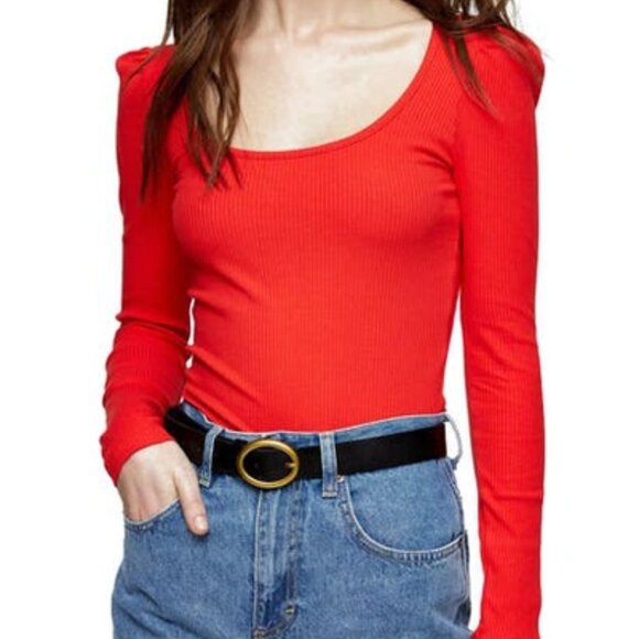 Topshop Scoop Neck Ribbed Top - Picture 2 of 9